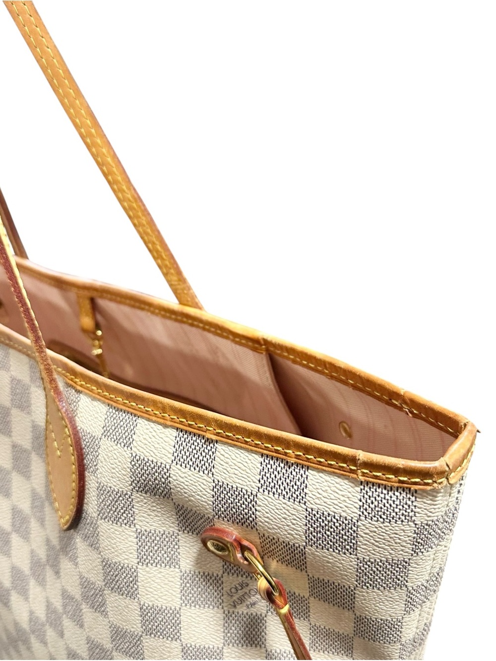Louis Vuitton Damier Azur Pink & Vachetta MM Neverfull Tote Bag - Picture 13 of 16